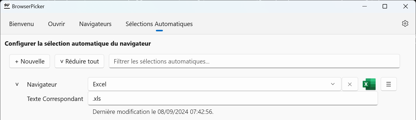 BrowserPicker - Sélection automatique xls